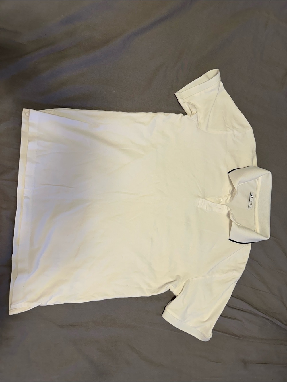 Zara White Polo with Contrast Trim